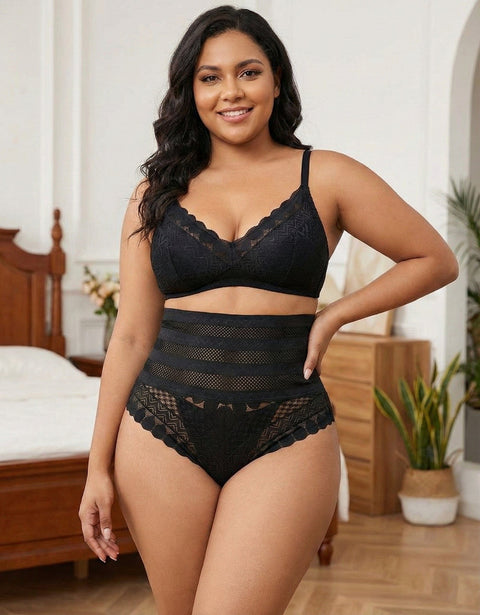CurvyPower | Be You ! Noir / S Culotte Gainante Sans Couture En Dentelle Taille Haute Ventre Plat