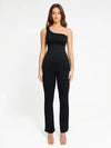 CurvyPower | UK Jumpsuit Black / XS/S Seamless Shaping Jumpsuit with Slanted Shoulder and Flared Legs