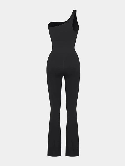 CurvyPower | UK Jumpsuit Seamless Shaping Jumpsuit with Slanted Shoulder and Flared Legs