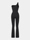 CurvyPower | UK Jumpsuit Seamless Shaping Jumpsuit with Slanted Shoulder and Flared Legs