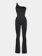 CurvyPower | UK Jumpsuit Seamless Shaping Jumpsuit with Slanted Shoulder and Flared Legs