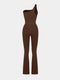 CurvyPower | UK Jumpsuit Seamless Shaping Jumpsuit with Slanted Shoulder and Flared Legs