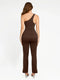 CurvyPower | UK Jumpsuit Seamless Shaping Jumpsuit with Slanted Shoulder and Flared Legs