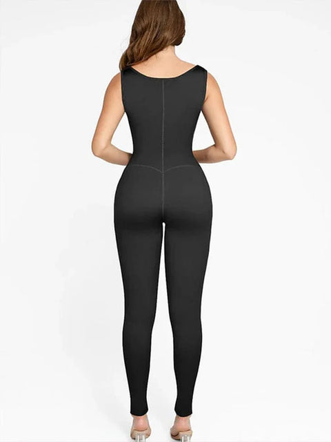 CurvyPower | UK Jumpsuit Sports Sauna Shaping Jumpsuit with Front Zipper and Slit