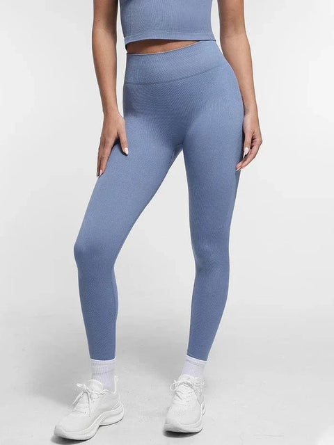 CurvyPower | FR Legging Bleu / S Legging Push-Up Sculptant Sans Couture À Double Épaisseur Pour Sport et Yoga