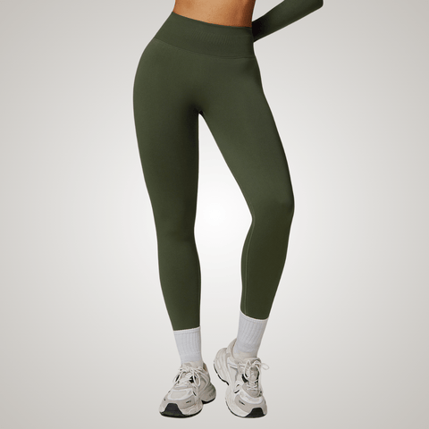 CurvyPower | FR Vert Militaire Foncé / S Legging Gainant Taille Haute Ventre Plat Remonte-Fesses Sans Couture Pour Femmes