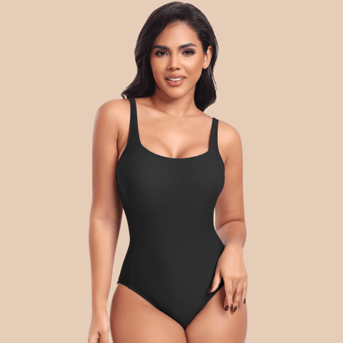 Maillot De Bain 1 Pièce Amincissant Dos Bas Noir / S - CurvyPower