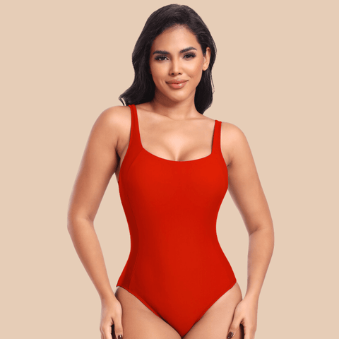 Maillot De Bain 1 Pièce Amincissant Dos Bas Rouge / S - CurvyPower
