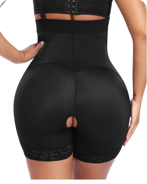 Short Gainant Entrejambe Ouvert En Dentelle Fermeture Éclair Latérale - CurvyPower