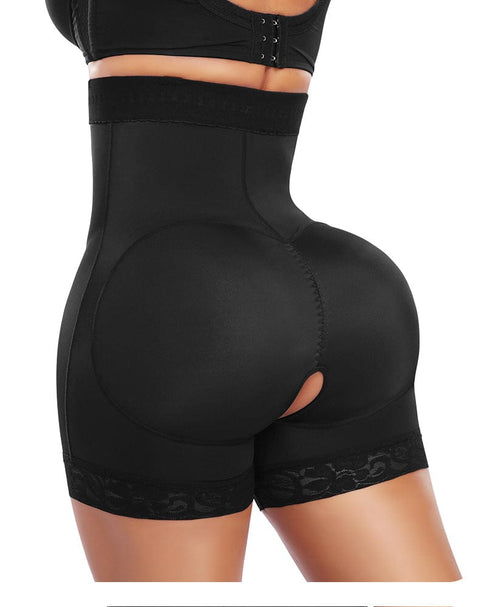 Short Gainant Entrejambe Ouvert En Dentelle Fermeture Éclair Latérale - CurvyPower