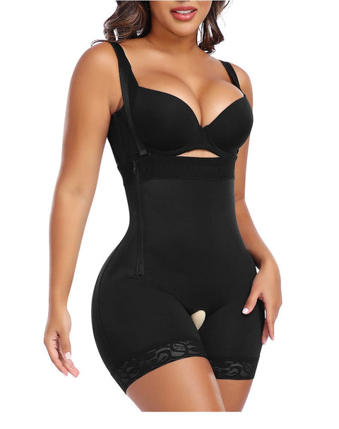 Short Gainant Entrejambe Ouvert En Dentelle Fermeture Éclair Latérale - CurvyPower