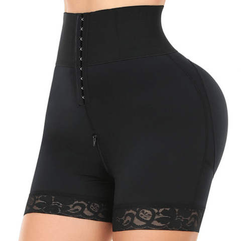 Short Gainant Ventre Plat En Dentelle Entrejambe Ouvert Multi-Crochets - CurvyPower