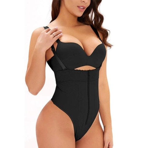 CurvyPower | Be You ! Noir / S Body Culotte Gainant Dos Nu Avec Fermeture Éclair Frontale Pour Femmes