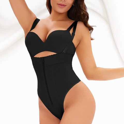 Body Culotte Gainant Dos Nu Avec Fermeture Éclair Frontale Pour Femmes - CurvyPower