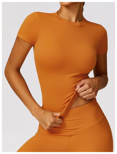 CurvyPower | FR Hauts & Tops T-Shirt de Sport Gainant Séchage Rapide Manches Courtes Pour Femmes