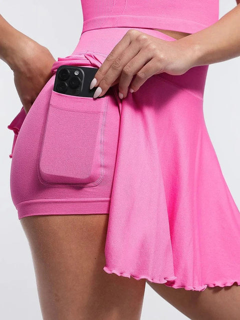 Jupe de Tennis Sport avec Short Intégré et Poches Pour Femmes - CurvyPower