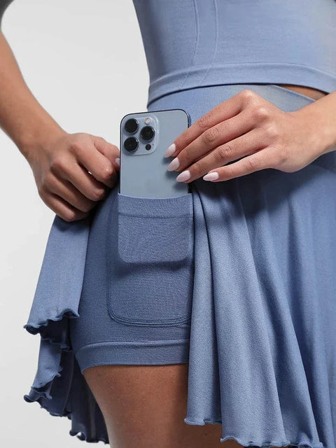 Jupe de Tennis Sport avec Short Intégré et Poches Pour Femmes - CurvyPower