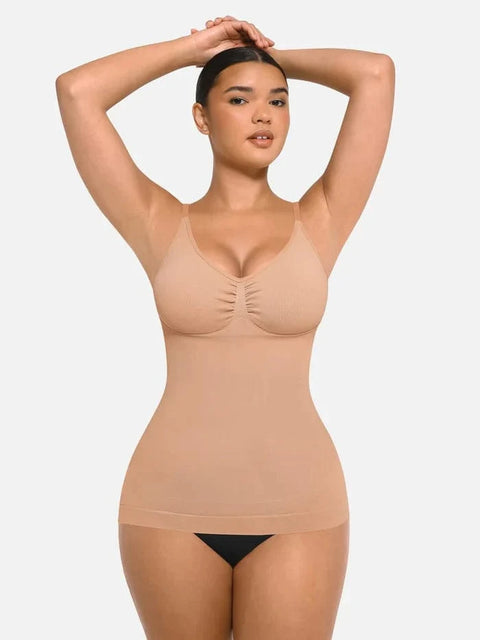 CurvyPower | Be You ! Beige foncé / XS Débardeur Gainant Sans Couture Ventre Plat Avec Soutien-Gorge Intégré Pour Femmes