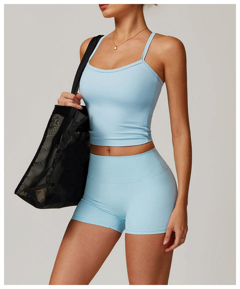 CurvyPower | Be You ! UK Tank Top Sky Blue / S Caraco Gainant Sans Manches À Fines Bretelles Pour Femmes