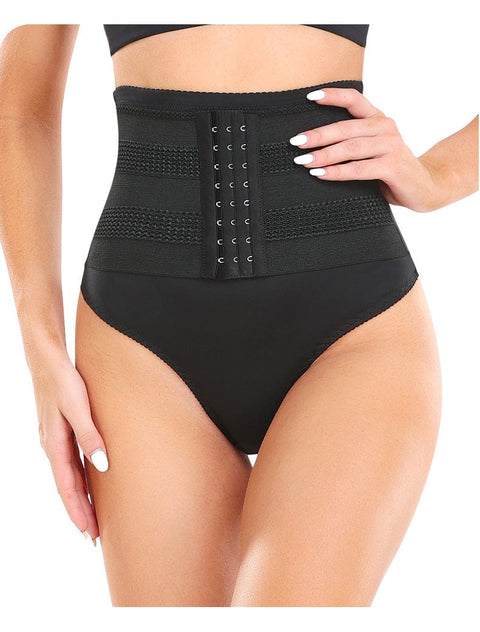 CurvyPower | FR Underwear Noir / S Gaine Ventre Plat Taille Haute avec Fermeture à Crochets Pour Femmes