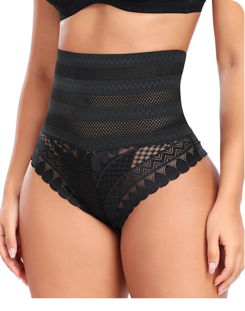 Culotte Gainante Sans Couture En Dentelle Taille Haute Ventre Plat - CurvyPower