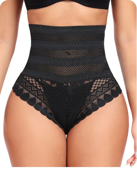 Culotte Gainante Sans Couture En Dentelle Taille Haute Ventre Plat - CurvyPower