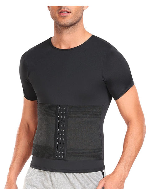 CurvyPower | UK corset T-Shirt Gainant Homme avec Corset Intégré