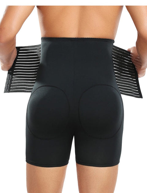 Short Gainant Taille Haute Compression Respirant Avec Coussinets De Hanche Amovibles Pour Hommes - CurvyPower