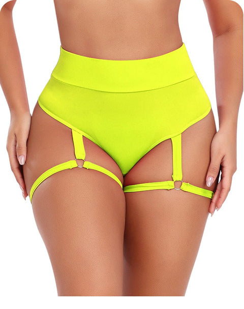 Culotte Gainante Serre-Taille Ventre Plat Avec Boucle Métallique Jaune Pour Femmes - CurvyPower