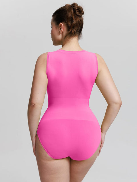 Body Gainant Sans Couture Ventre Plat Col Rond Pour Femmes - CurvyPower