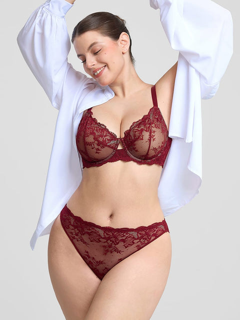 Culotte Dentelle Taille Basse à Entrejambe en Coton Antibactérien - CurvyPower