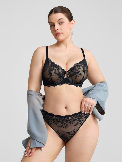 Culotte Dentelle Taille Basse à Entrejambe en Coton Antibactérien - CurvyPower