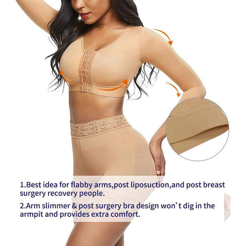CurvyPower | Be You ! Arm Compression Shaper Sports Bra Shapewear with Front Hooks