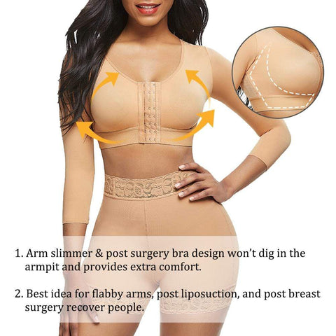 CurvyPower | Be You ! Arm Compression Shaper Sports Bra Shapewear with Front Hooks