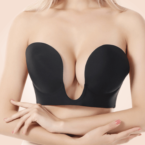 CurvyPower | Be You ! Black / A U-Plunge Slimfit Adhesive Strapless Backless Bra