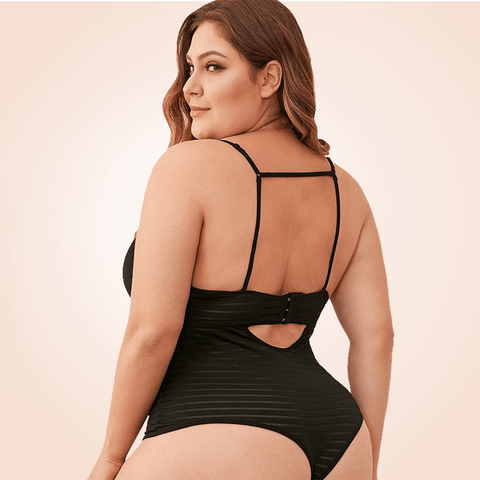 CurvyPower | Be You ! bodysuit Black Cross-Border Backless Bodysuit Thong Lingerie