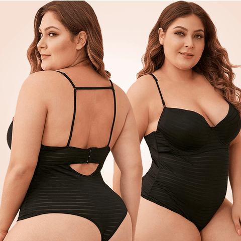 CurvyPower | Be You ! bodysuit Black Cross-Border Backless Bodysuit Thong Lingerie