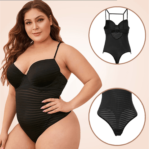 CurvyPower | Be You ! bodysuit Black Cross-Border Backless Bodysuit Thong Lingerie