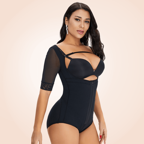 CurvyPower | Be You ! bodysuit Plus Size Front Closure Hip Lifting Solid Lace Bodysuits Shapewear