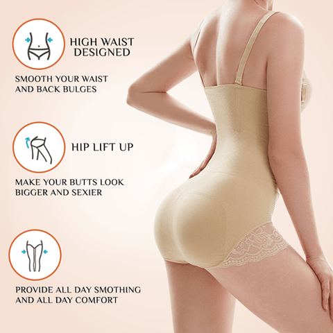 CurvyPower | Be You ! bodysuit Sculpt Lace Thigh Faja Slimming Lowback Thong Bodysuit