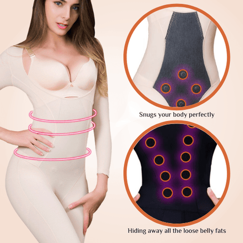 CurvyPower | Be You ! bodysuit Underbust Slimming Arm Thigh Full Body Solid Open Crotch Bodysuit Shaper