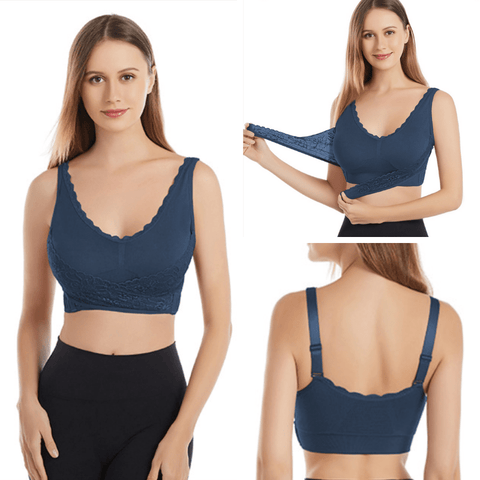 CurvyPower | Be You ! Bras Wireless Front Cross Adjustable Side Buckle Lace Bra