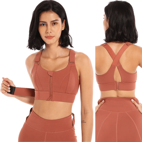 CurvyPower | Be You ! Brick Red / S High Impact Shock Absorber Sports Bra with adjustable straps