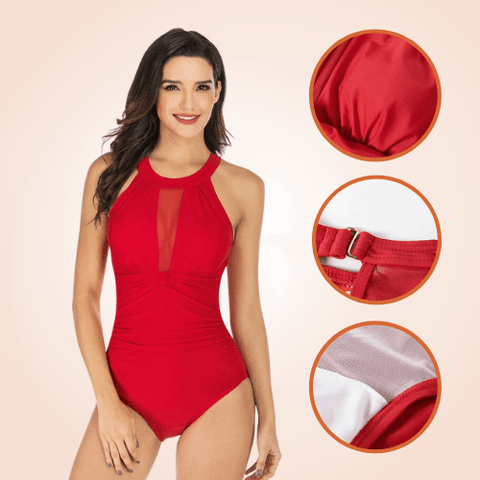 CurvyPower | Be You ! High Neck Mesh One Piece Swimsuit