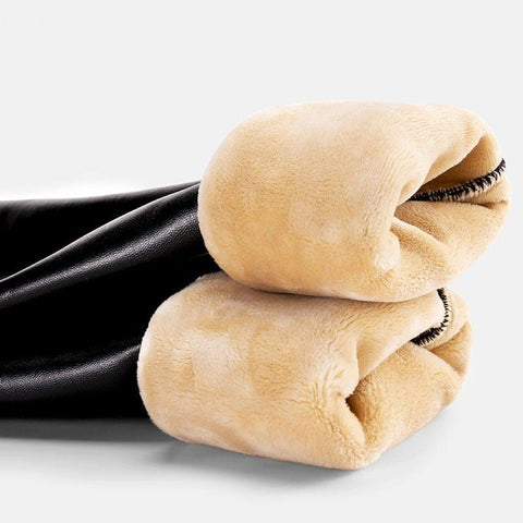 CurvyPower | Be You ! Legging Seamless High Waist PU Faux Leather Fleeced Wet Look Trouser Leggings