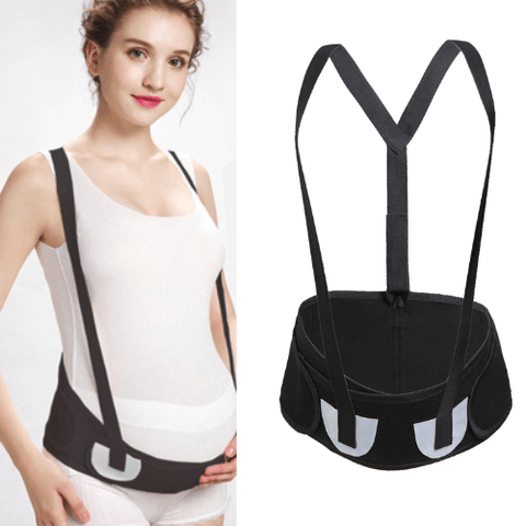 CurvyPower | UK Maternity Belts & Support Bands One Size / Black Pregnancy Belly Maternity Support Belt With Shoulders Straps and Back Waist Band Lumbar Brace Shapewear