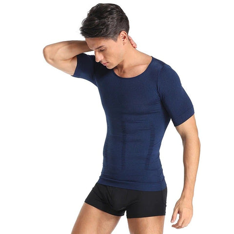 CurvyPower | Be You ! Men Seamless Toning Abs Compression Body Shaper T-Shirt