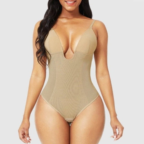 CurvyPower | Be You ! Plunge Low-Back Bodysuit Shaper Thong bodysuit shaper,  bodysuit thong,  bodysuit underwear,  lowback shapewear,  slimming bodysuit,  tummy control bodysuit,  control bodysuit,
