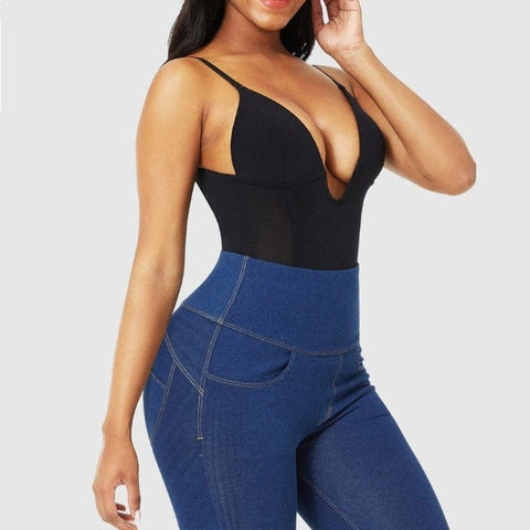 CurvyPower | Be You ! Plunge Low-Back Bodysuit Shaper Thong bodysuit shaper,  bodysuit thong,  bodysuit underwear,  lowback shapewear,  slimming bodysuit,  tummy control bodysuit,  control bodysuit,