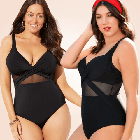 CurvyPower | Be You ! Plus Contrast Mesh Underwire One Piece Swimsuit